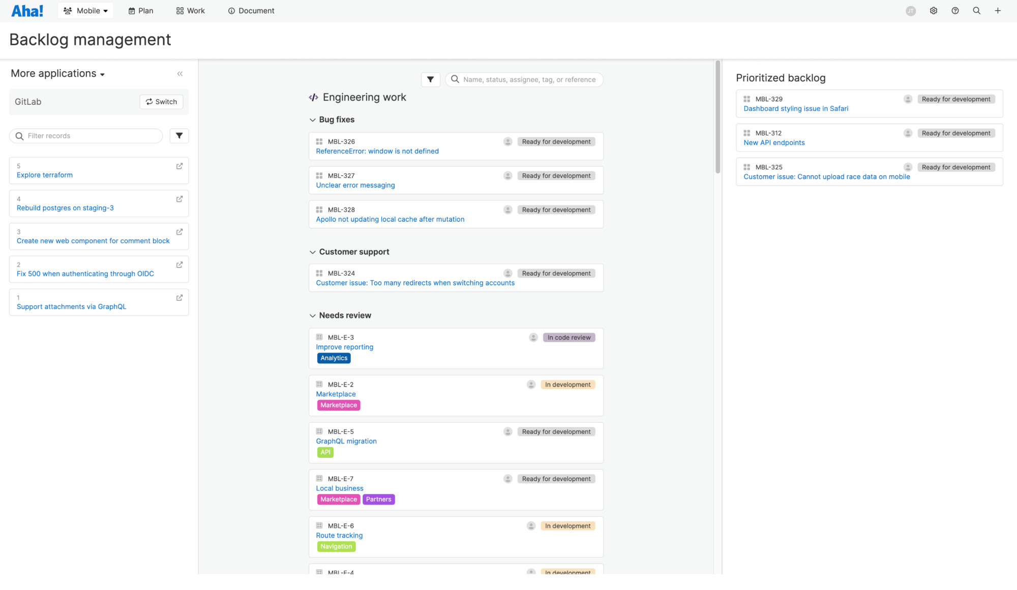 Changes made to the user story in Aha! Develop will not sync back to the issue in GitLab.