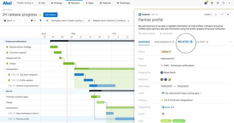 Click into the Related tab for a complete view of dependencies and the status of each record.