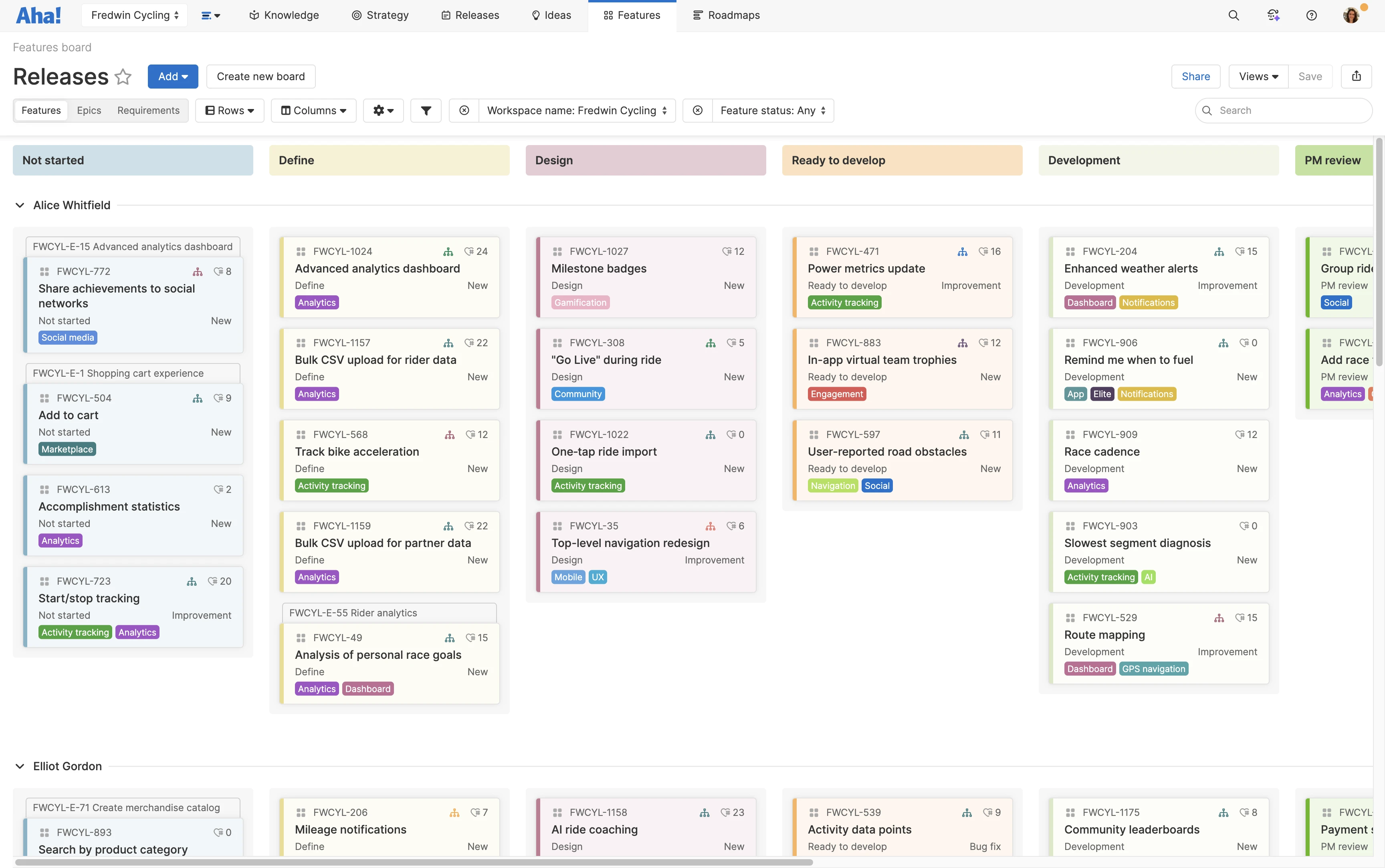 Kanban board with multiple teammates
