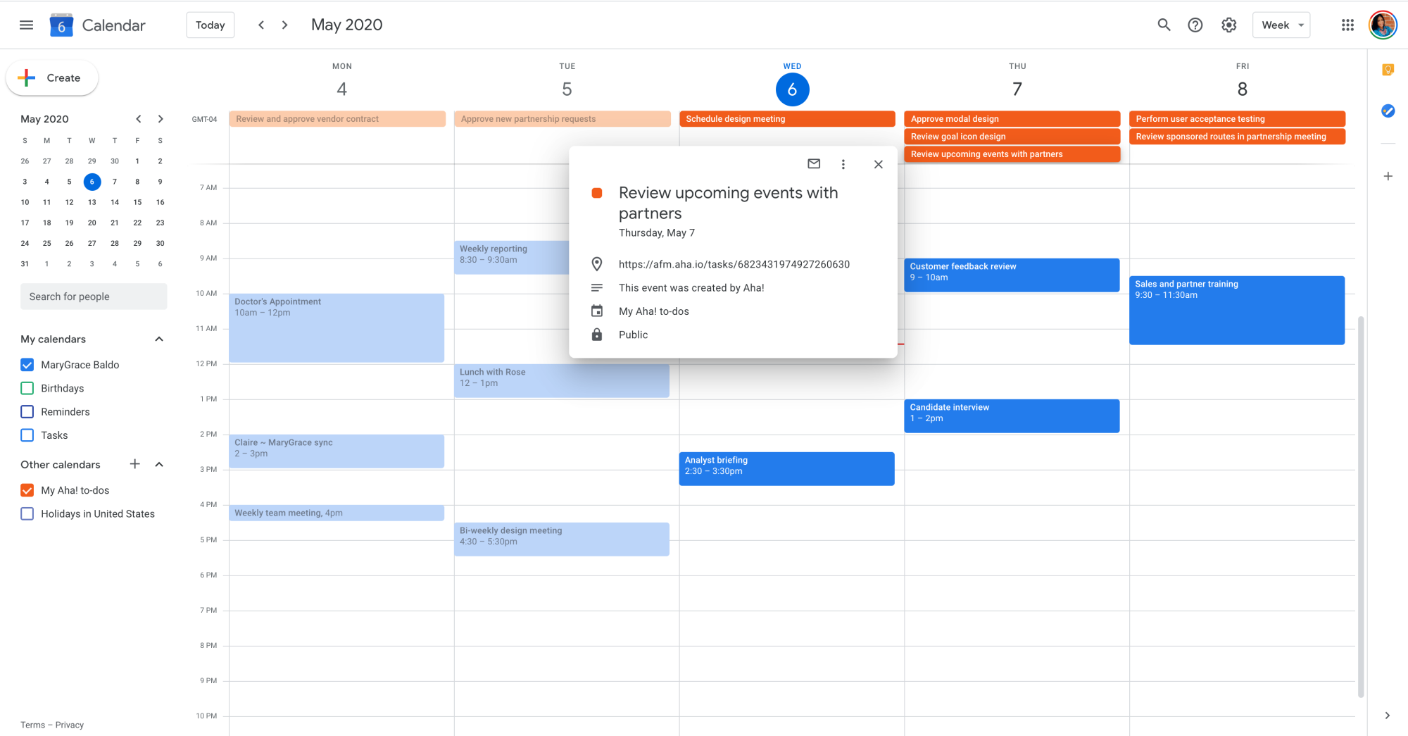 Visualize your to-dos and key dates in your Google calendar. 