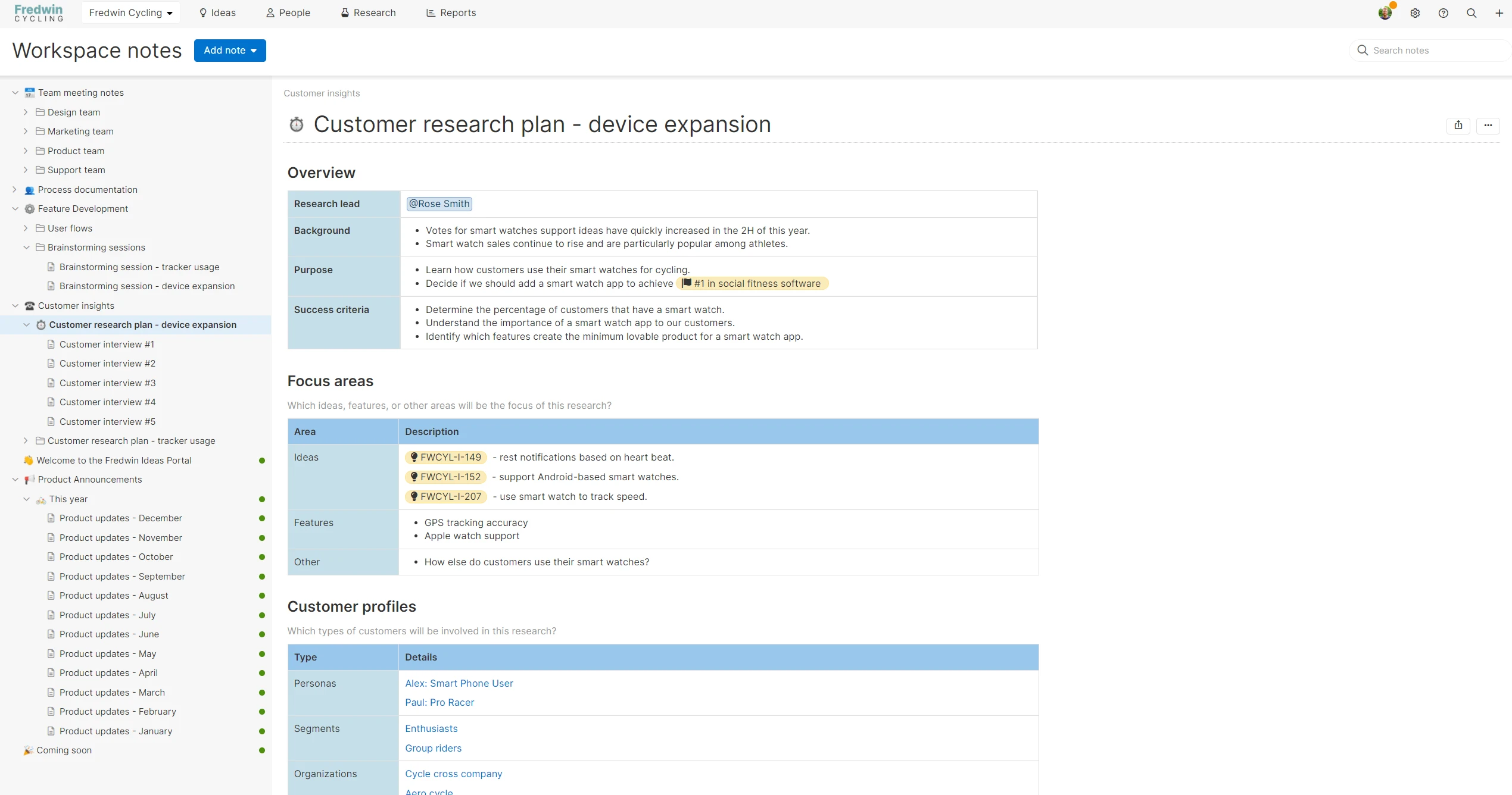 Create notes from templates in Aha! Ideas