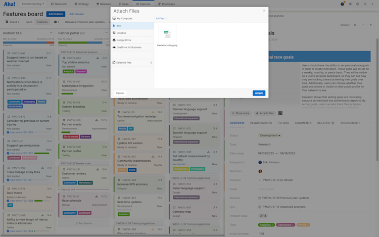 Attach files with a box integration