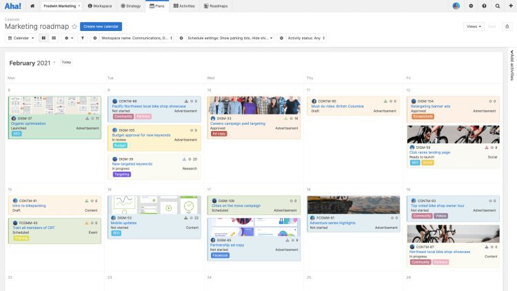 Marketing calendar in Aha!