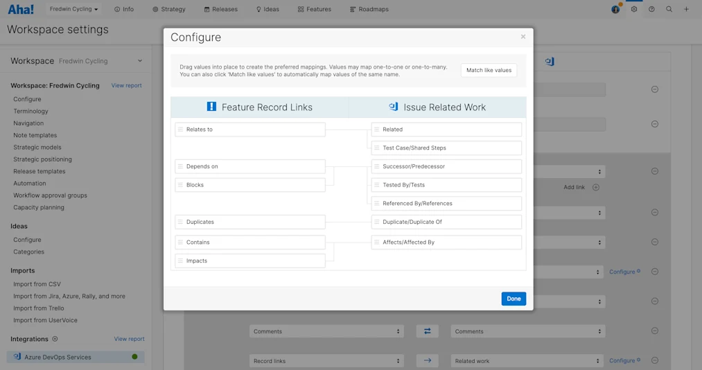 Sync Dependencies Between Aha! Roadmaps and Azure DevOps