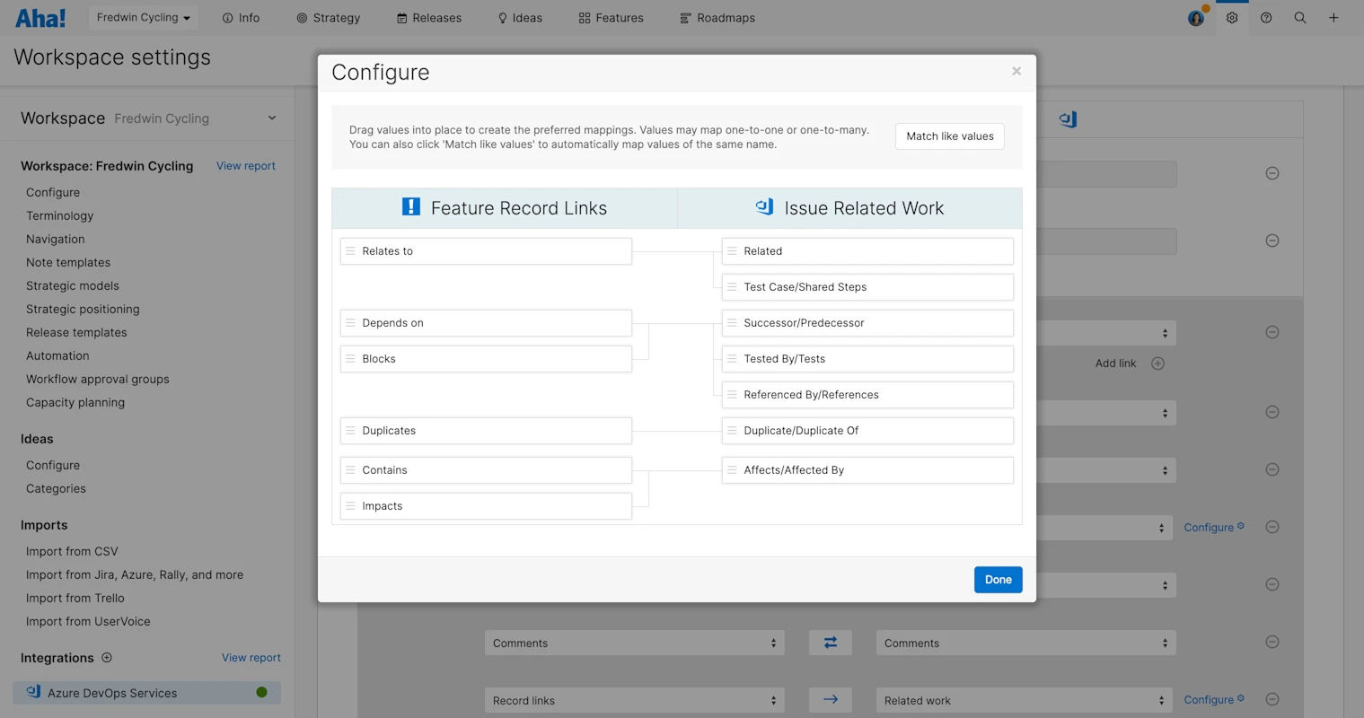 Sync Dependencies Between Aha! Roadmaps and Azure DevOps