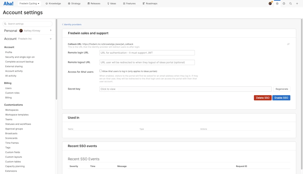 Enable single sign-on for your product knowledge base