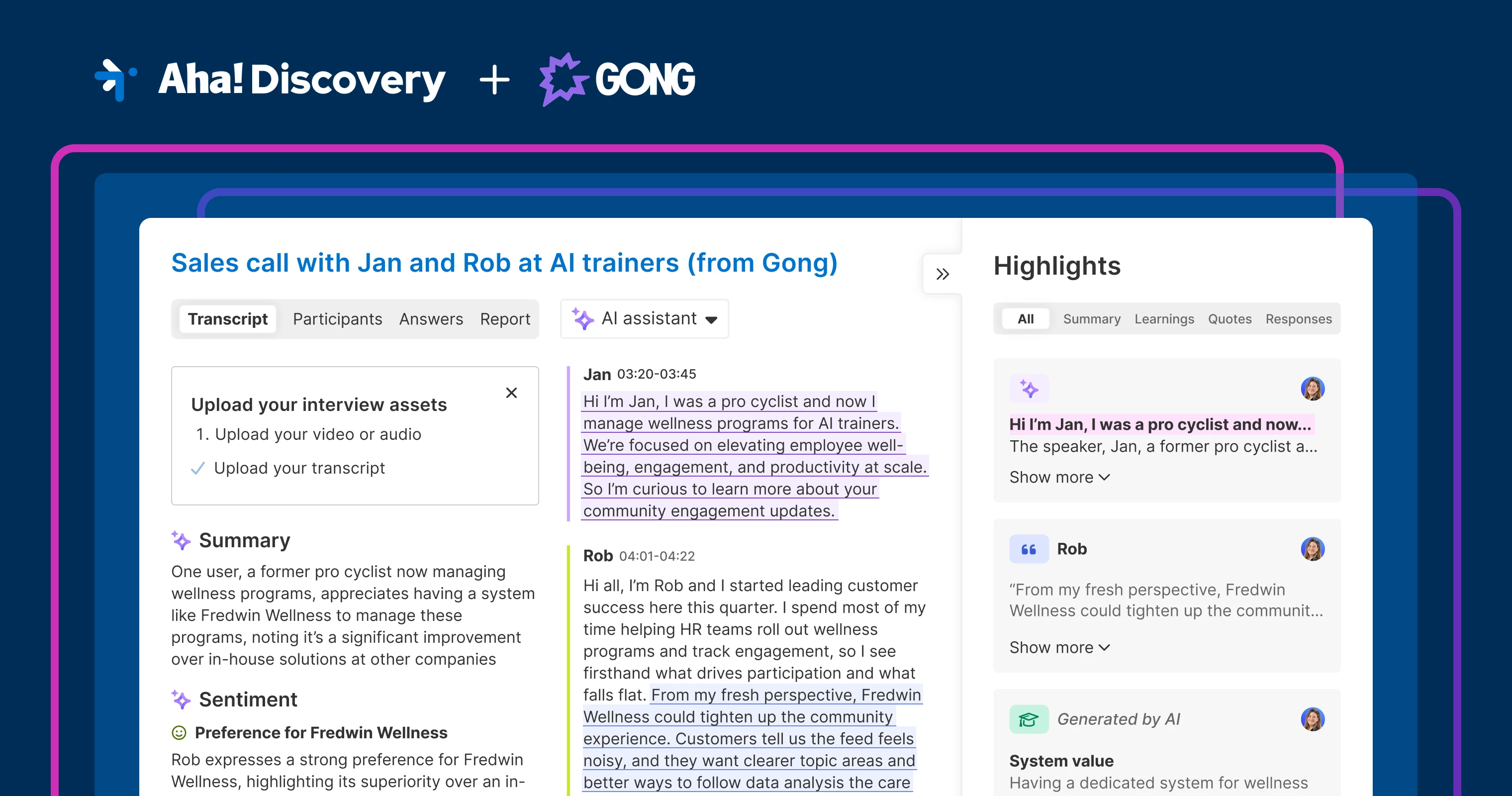 Analyze Gong transcripts for product insights with Aha! Discovery