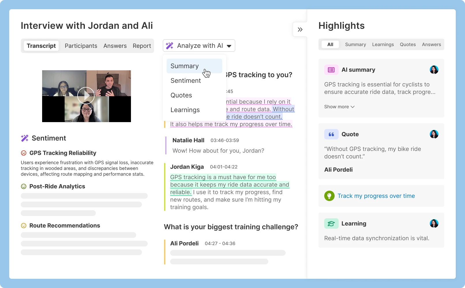 Highlight key takeaways with AI in Aha! Discovery