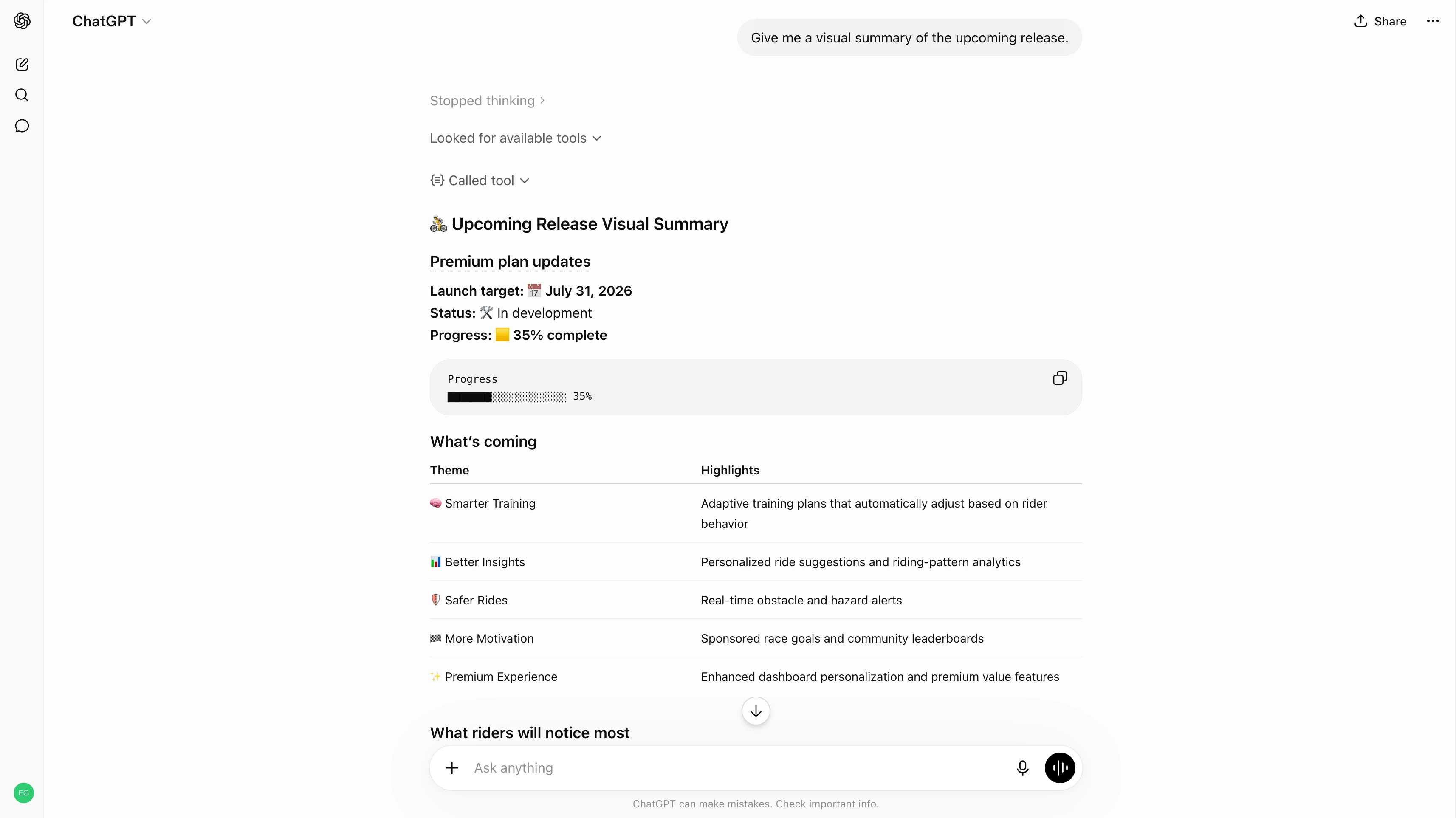 Report on release progress from your Aha! account in ChatGPT using the Aha! MCP server