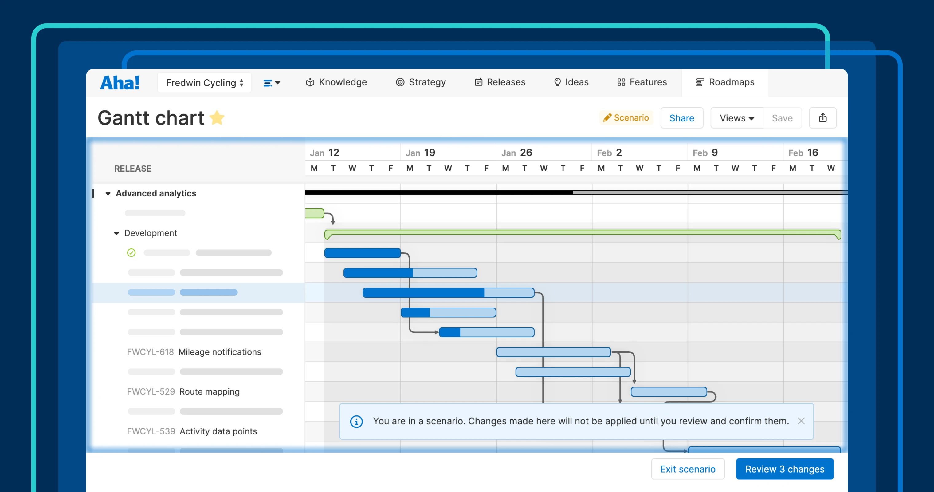 Explore different planning scenarios in Aha! Roadmaps