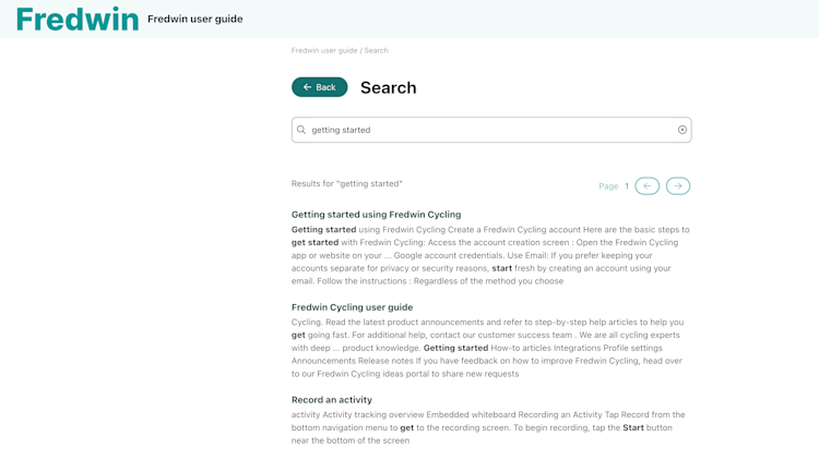search results for "getting started" in a knowledge base