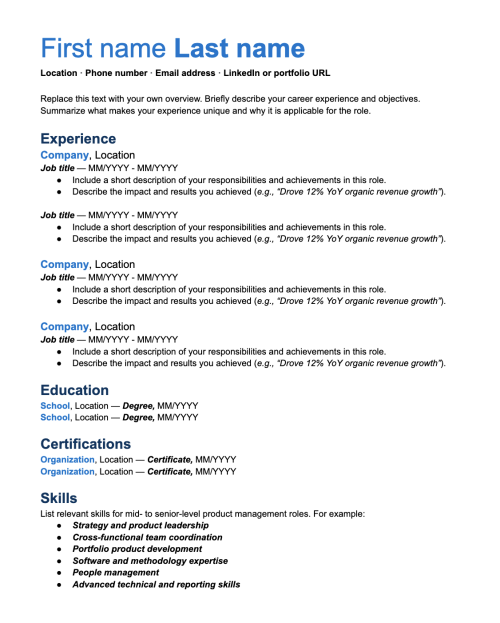 Free Product Manager Resume Templates [updated For 2022] 