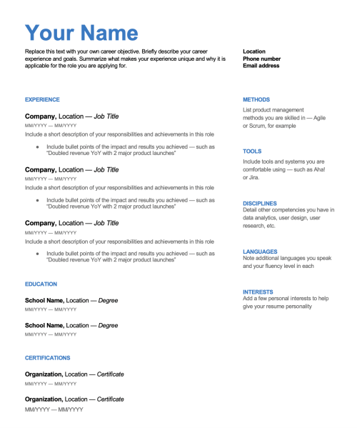Free Product Manager Resume Templates (Updated for 2022) | Aha! software