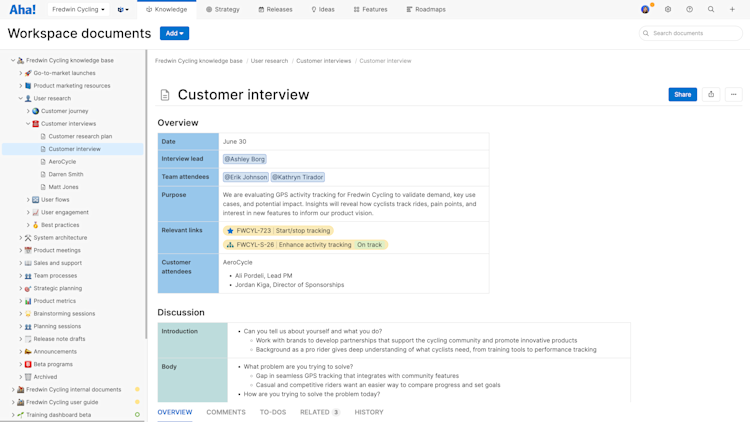 Customer interview template