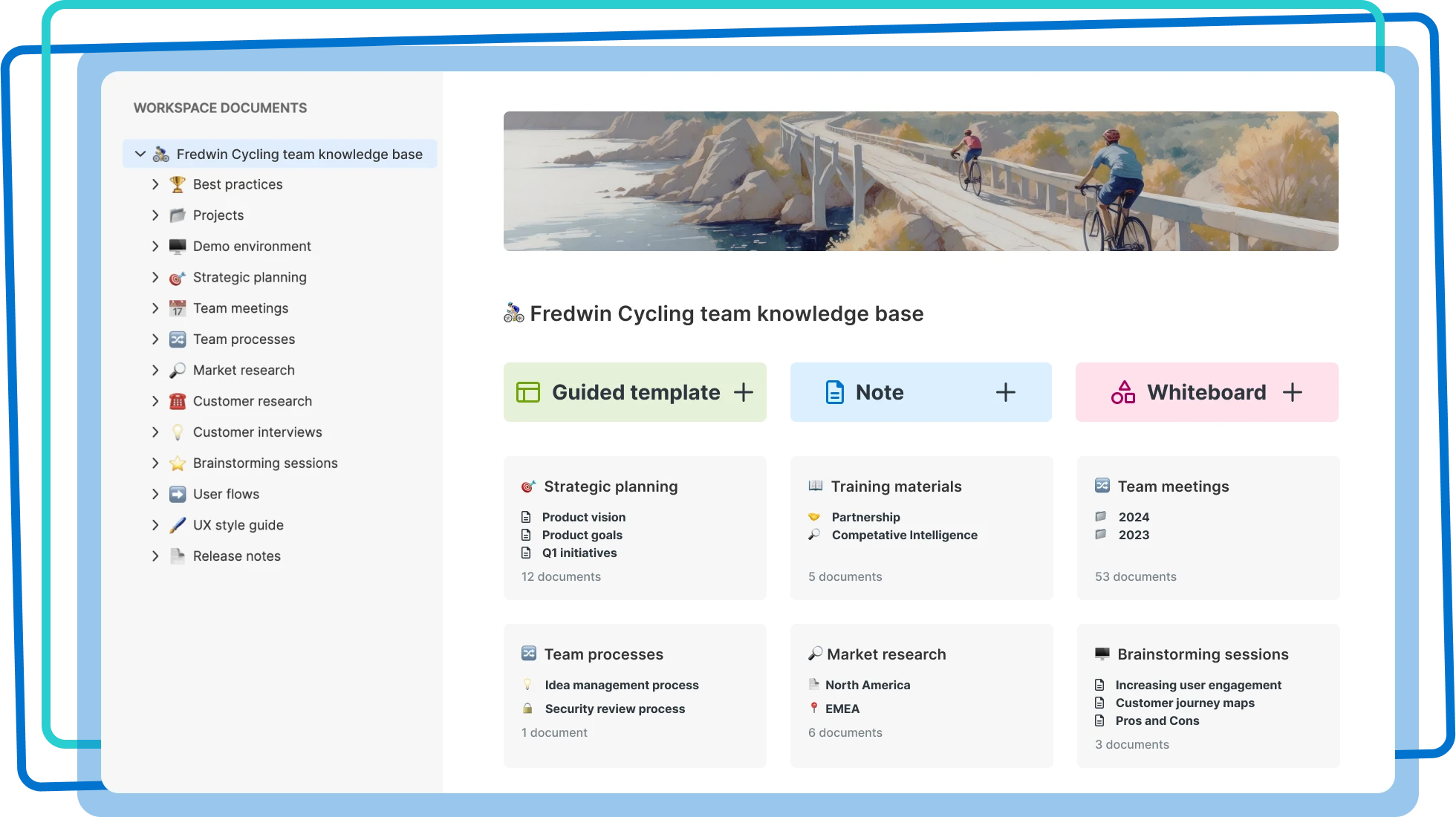 An image of an internal wiki for capturing and sharing team information using Aha! product documentation software 