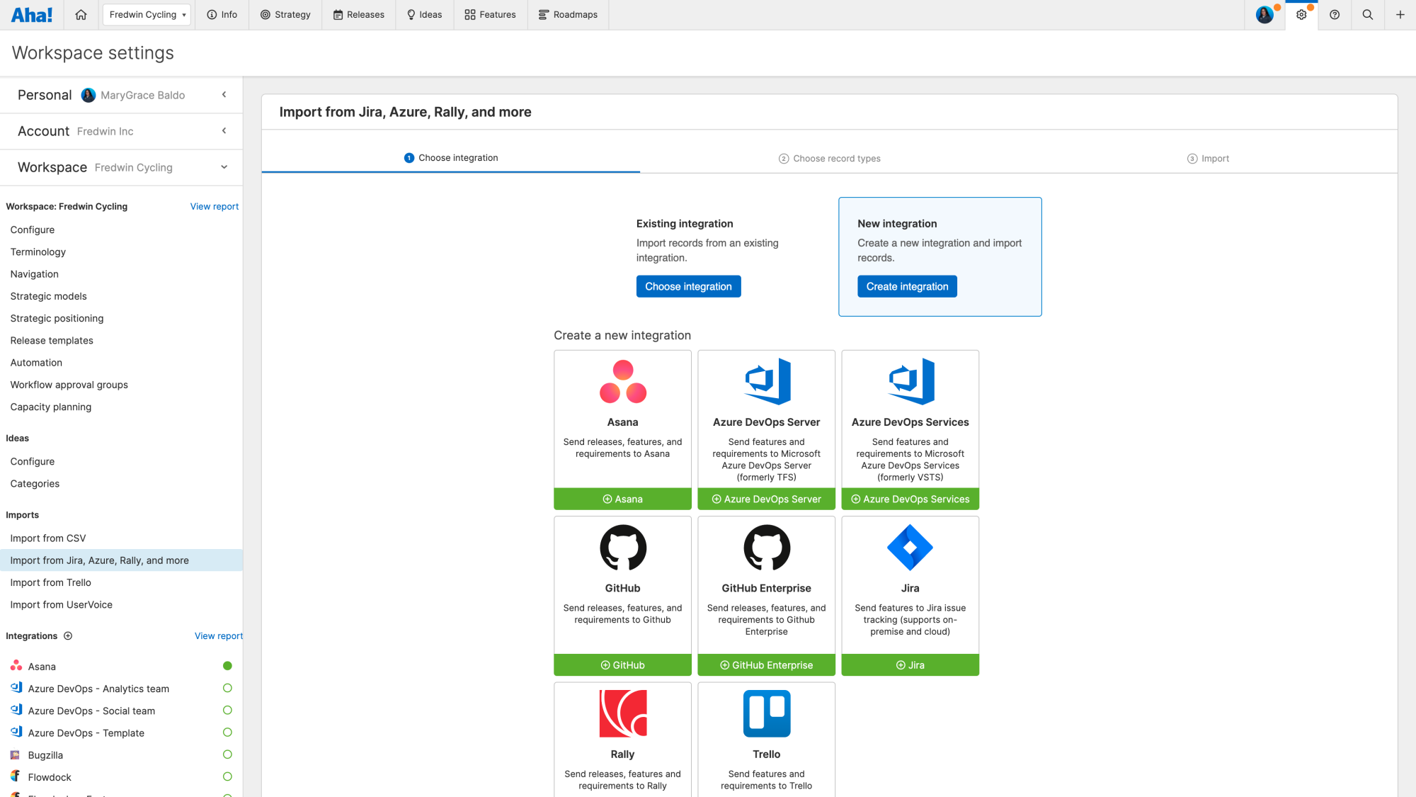 Import existing records from Azure DevOps to quickly build your roadmap. 