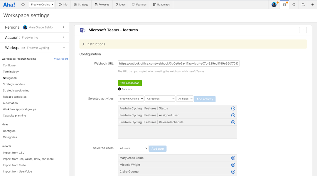 Microsoft Teams Roadmap Tool Integration