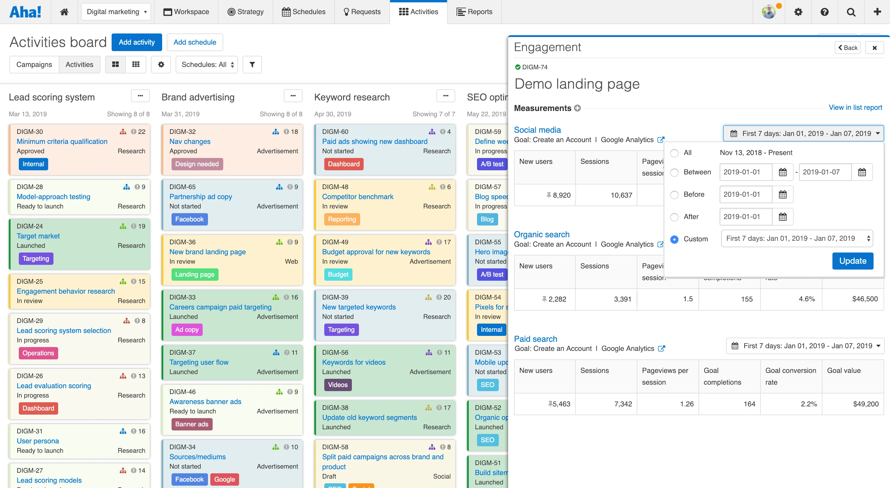 Blog - Just Launched! — Enhanced Aha! for Marketing Integration With Google Analytics - inline image