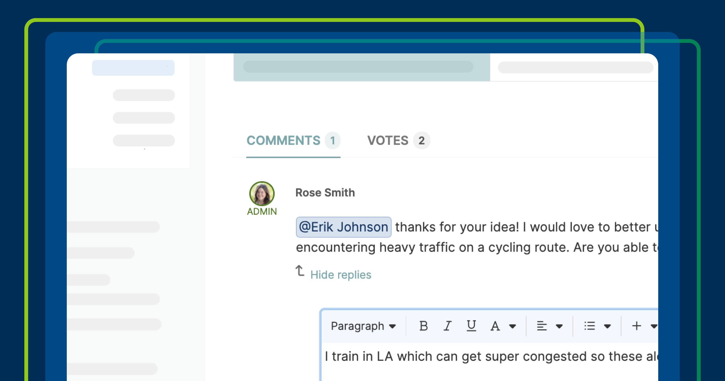 Increase ideas portal discussions with @mentions