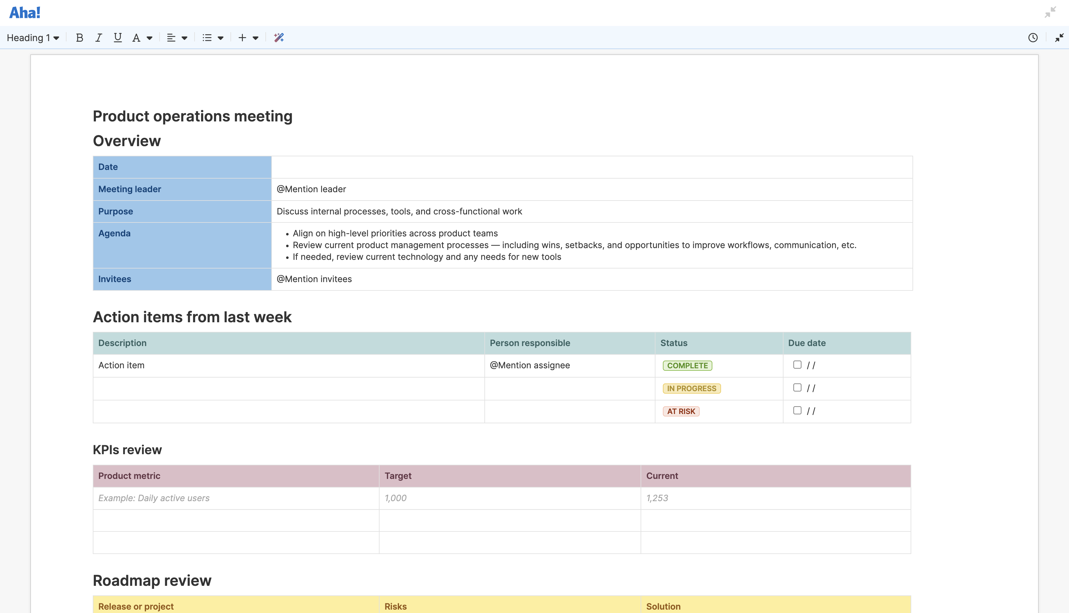 Product operations meeting large
