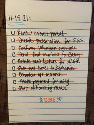 Ashley&#x27;s colorful and complete to-do list | Photo by Aha!