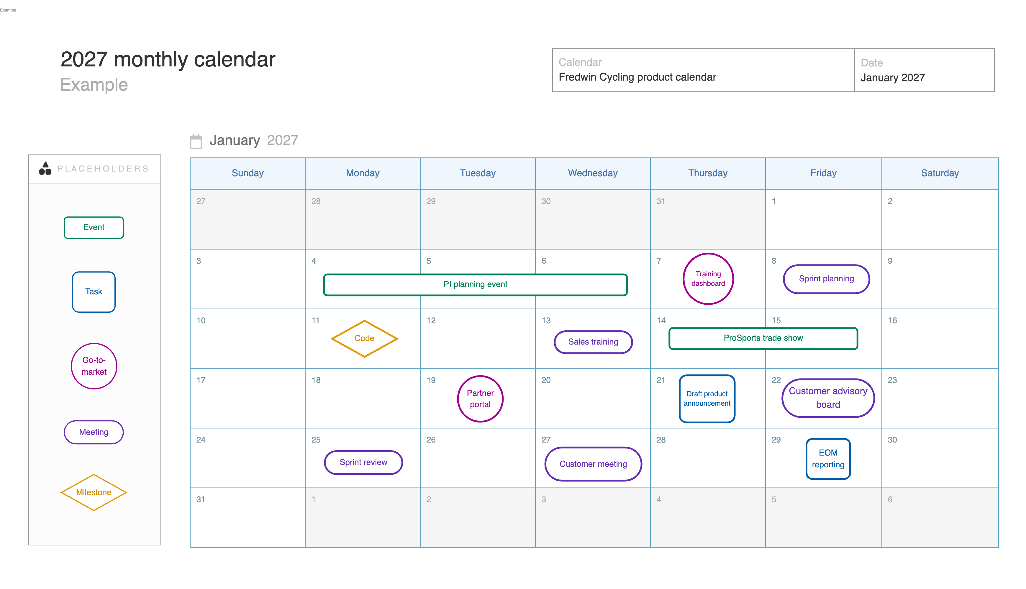 2027 monthly calendar Template - Create a 2027 monthly calendar | Aha ...