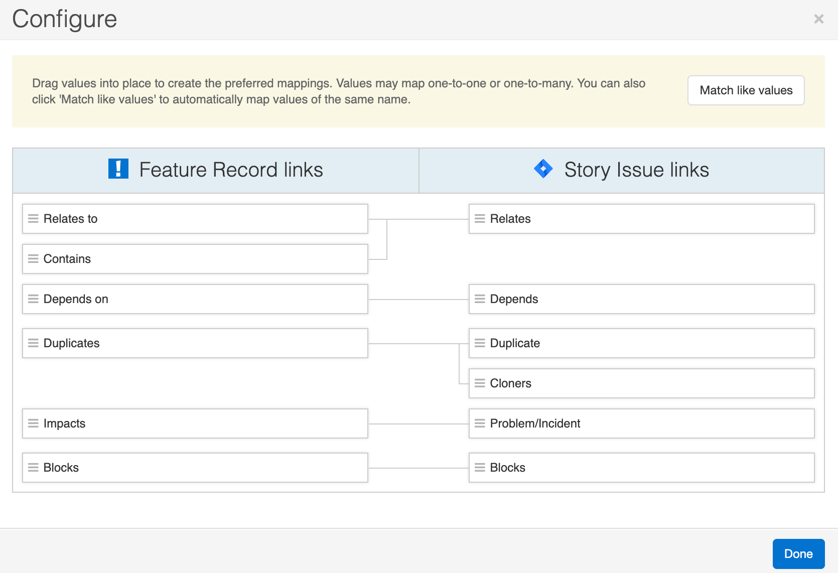 Linked records and mappings for an integration