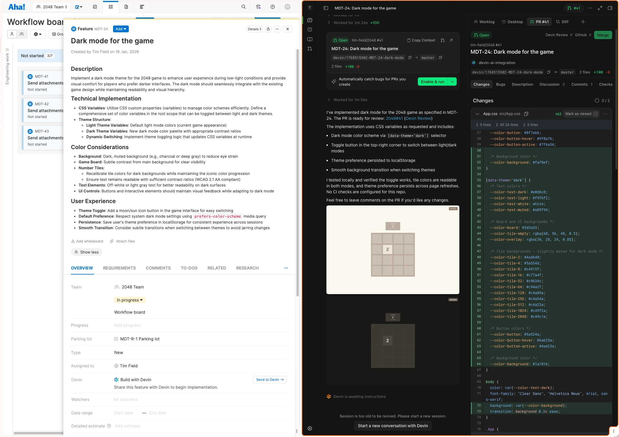 Send features and requirements from Aha! Develop to Devin