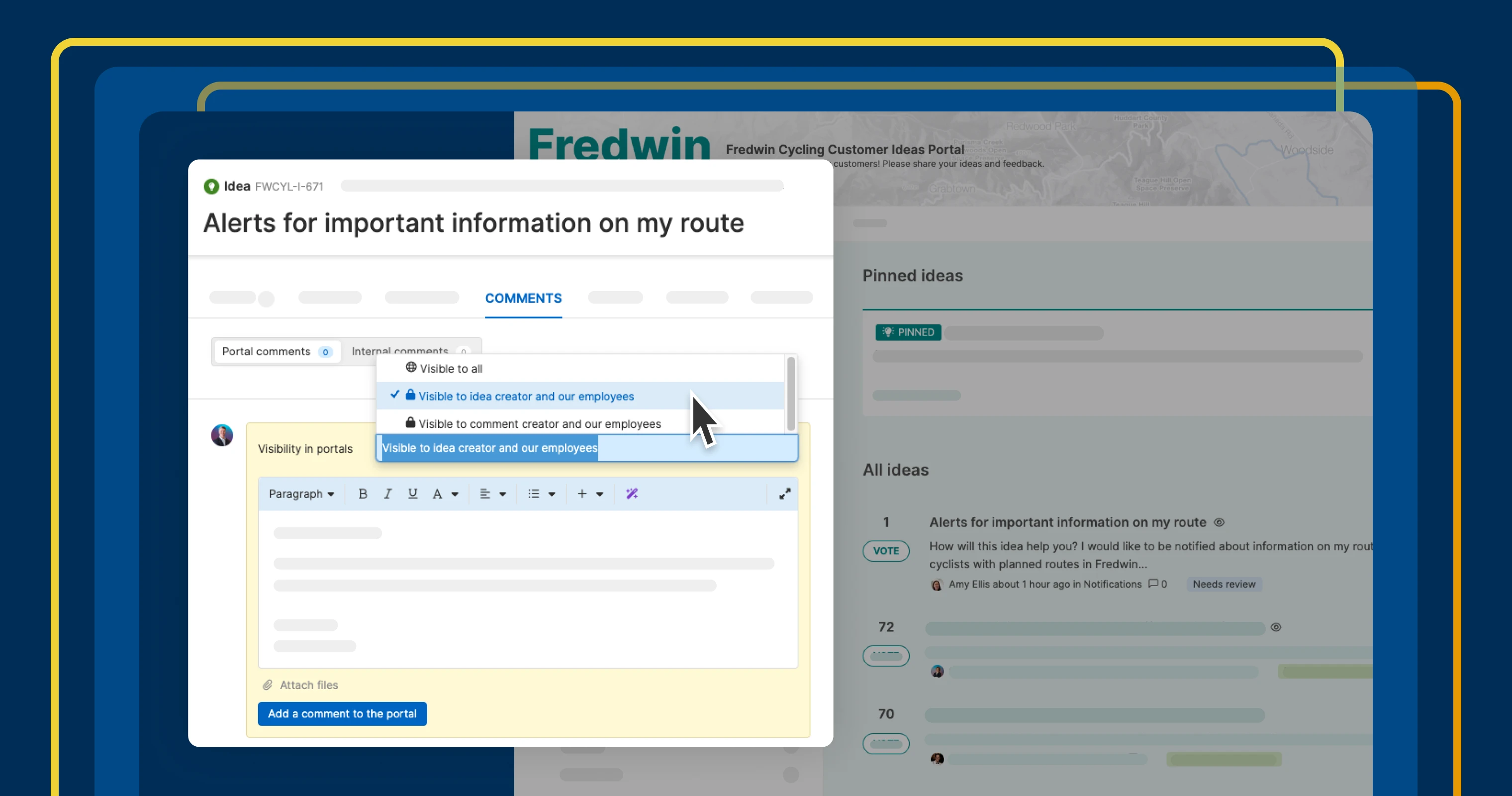 adding a portal comment on an idea within Aha! that is visible to the creator