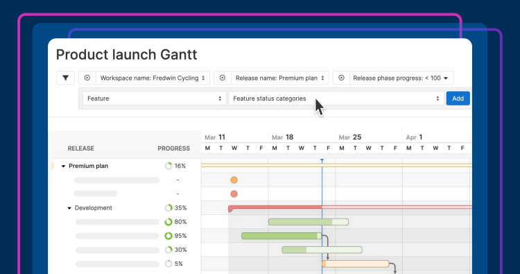 a gantt chart with some filters added