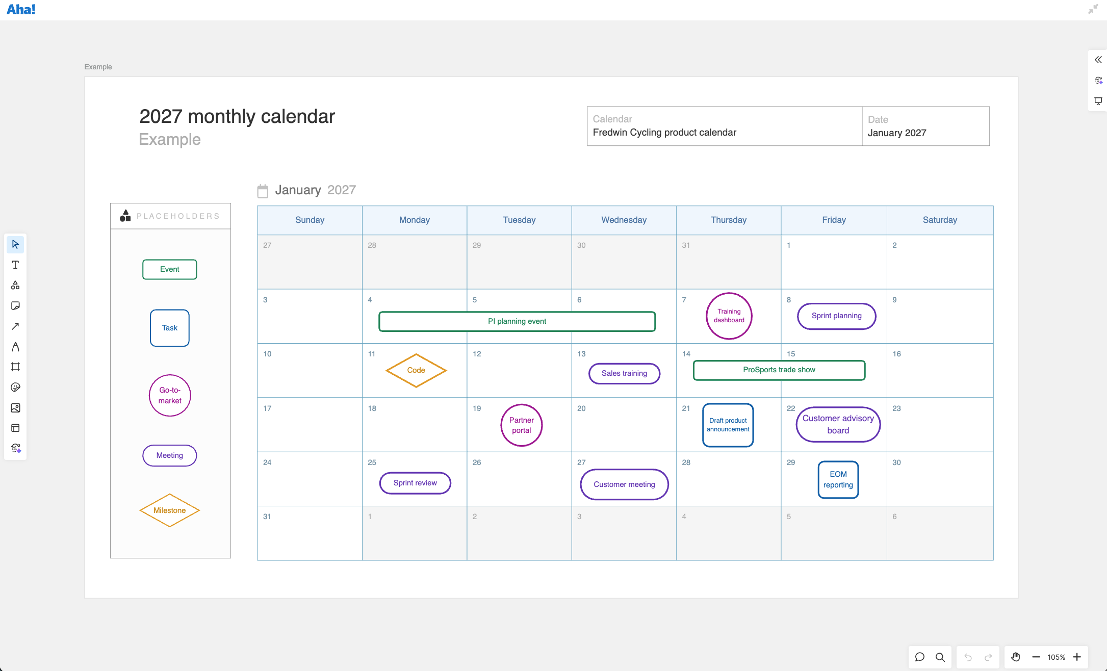 2027 monthly calendar Template - Create a 2027 monthly calendar | Aha ...