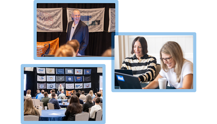 A collage of Aha! teammates at our biannual onsites
