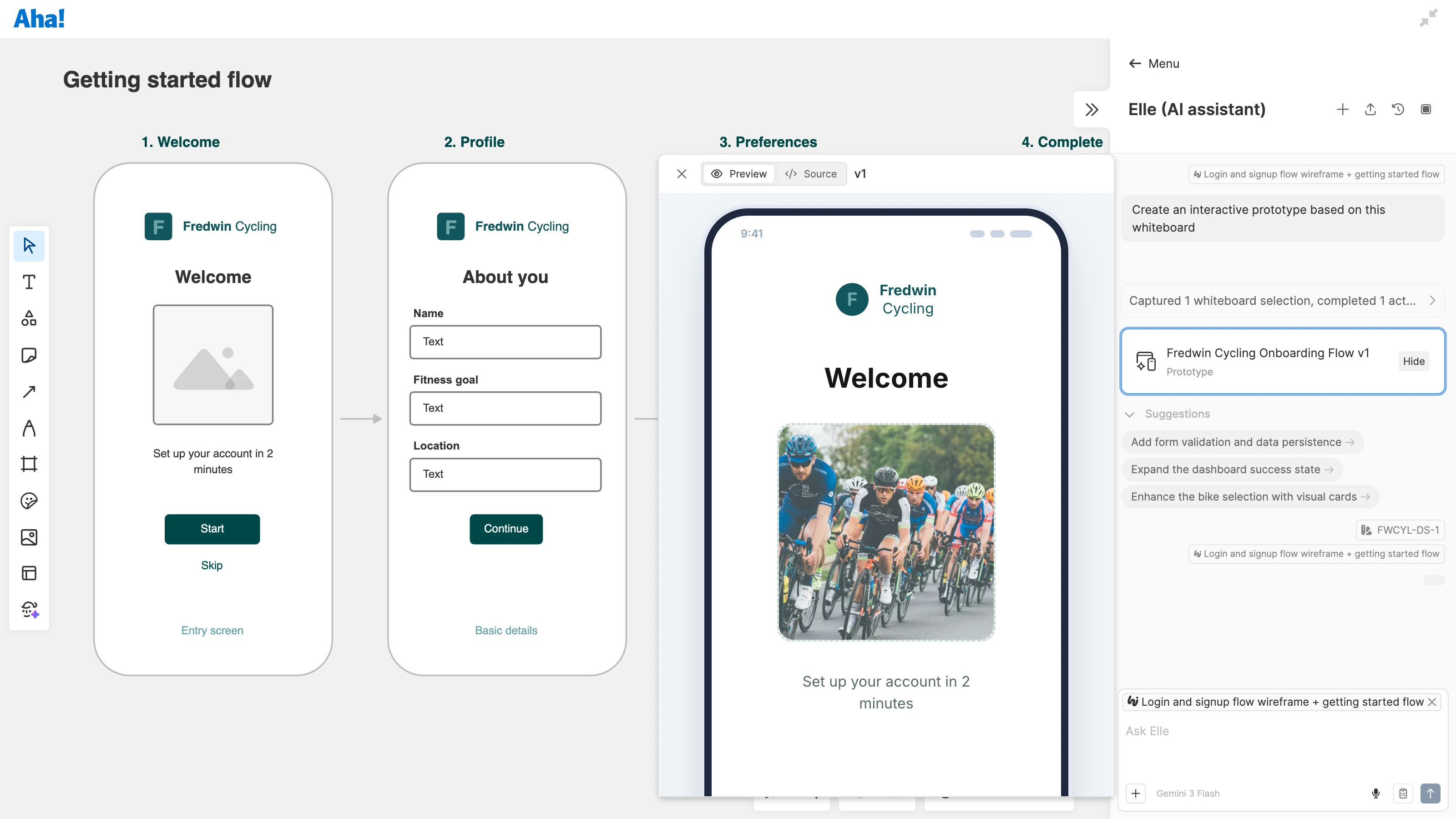 Build a prototype directly from a whiteboard using Elle, the Aha! AI assistant.