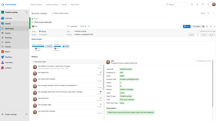 Features appear as user stories in Azure DevOps for engineering to work on.