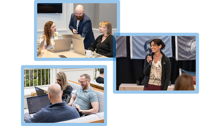 A collage of Aha! teammates at our biannual onsites