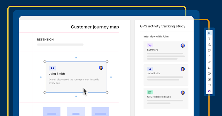 Analyze customer interview highlights on a whiteboard