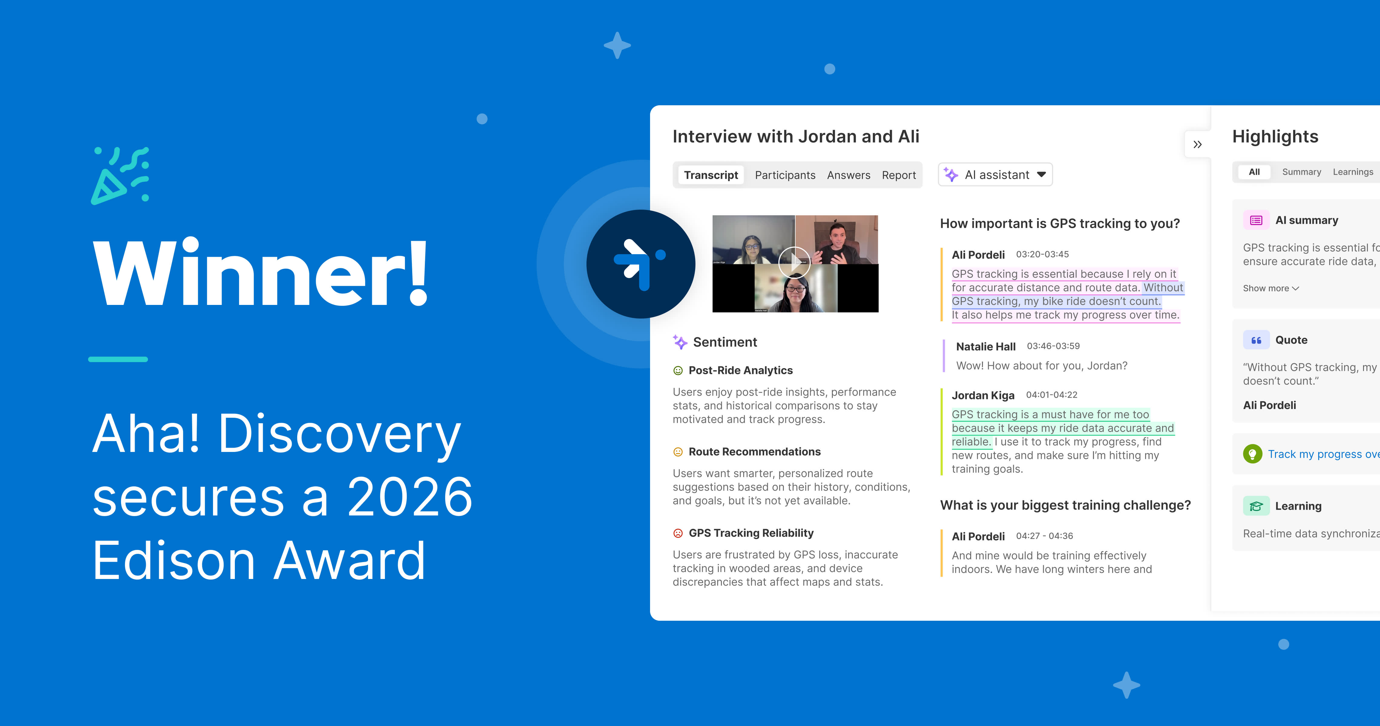 Aha! wins a bronze Edison Award for our breakthrough product discovery offering
