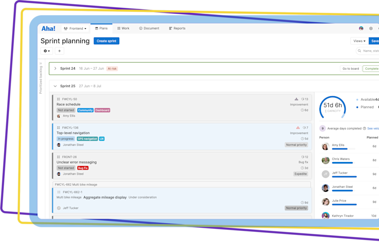 Set sprint capacity in Aha! Develop based on individual team member schedules and velocity