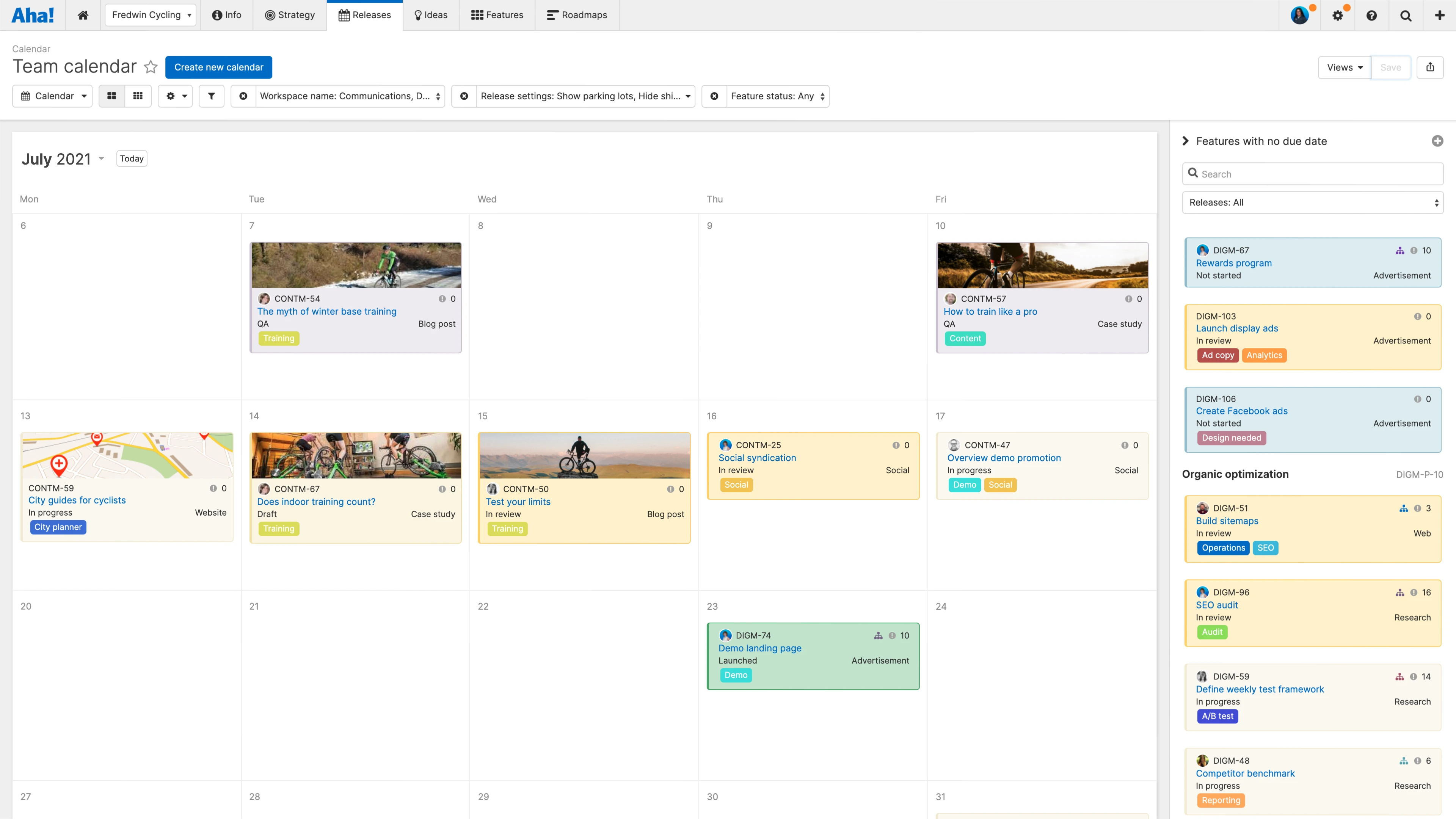 Workflow calendar