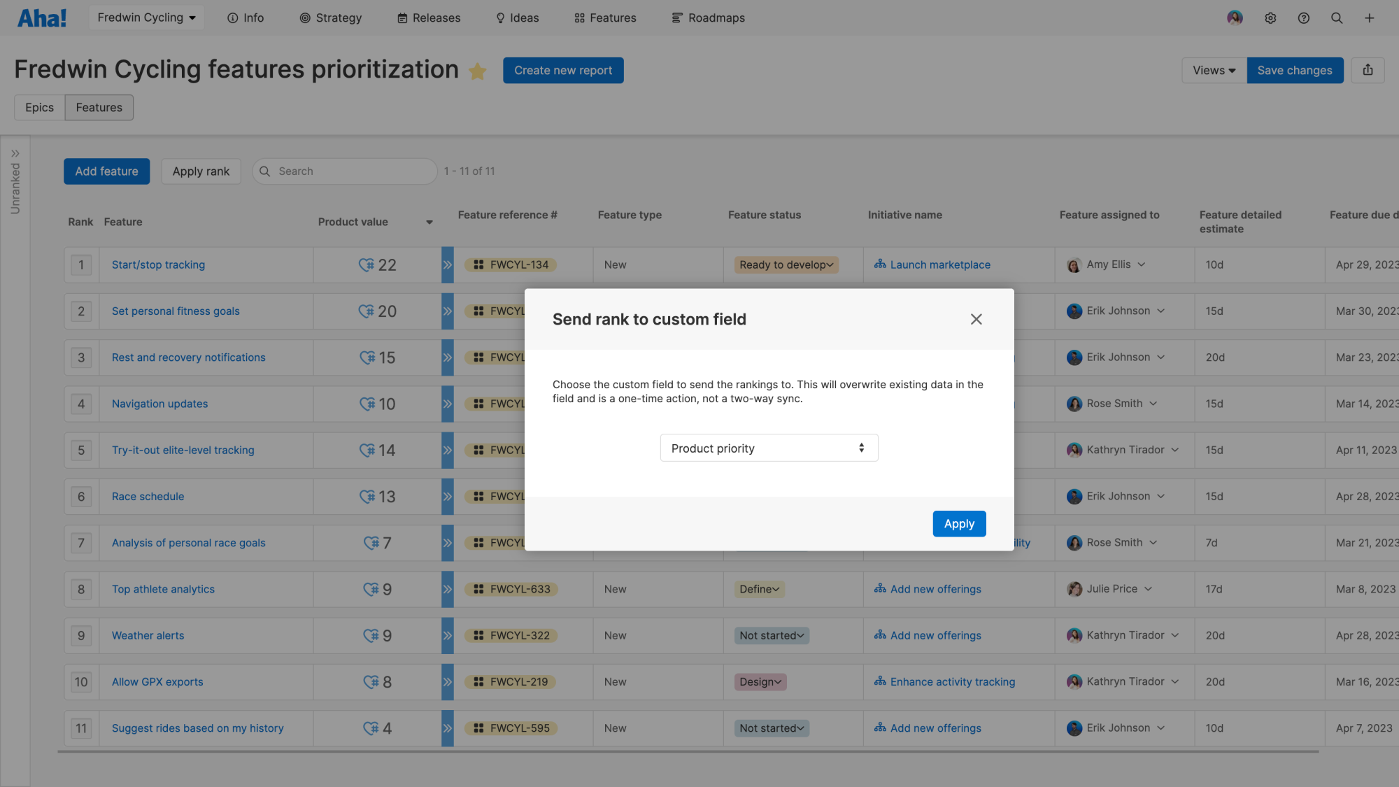Support / RN - Share Ranked Features With Engineering — From the Prioritization View
