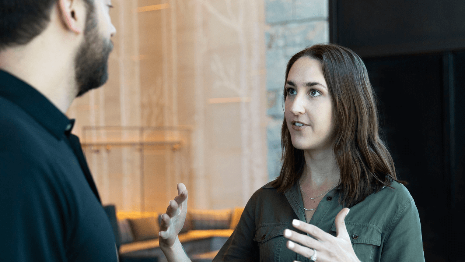 A man and a woman having a discussion