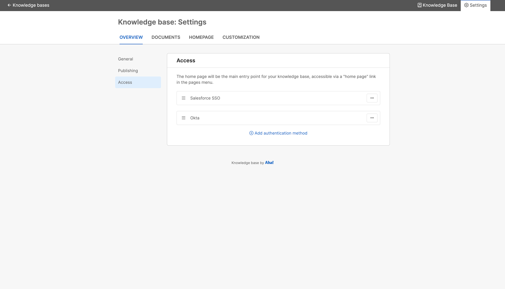 Provide Multiple Authentication Methods for Your Knowledge Base