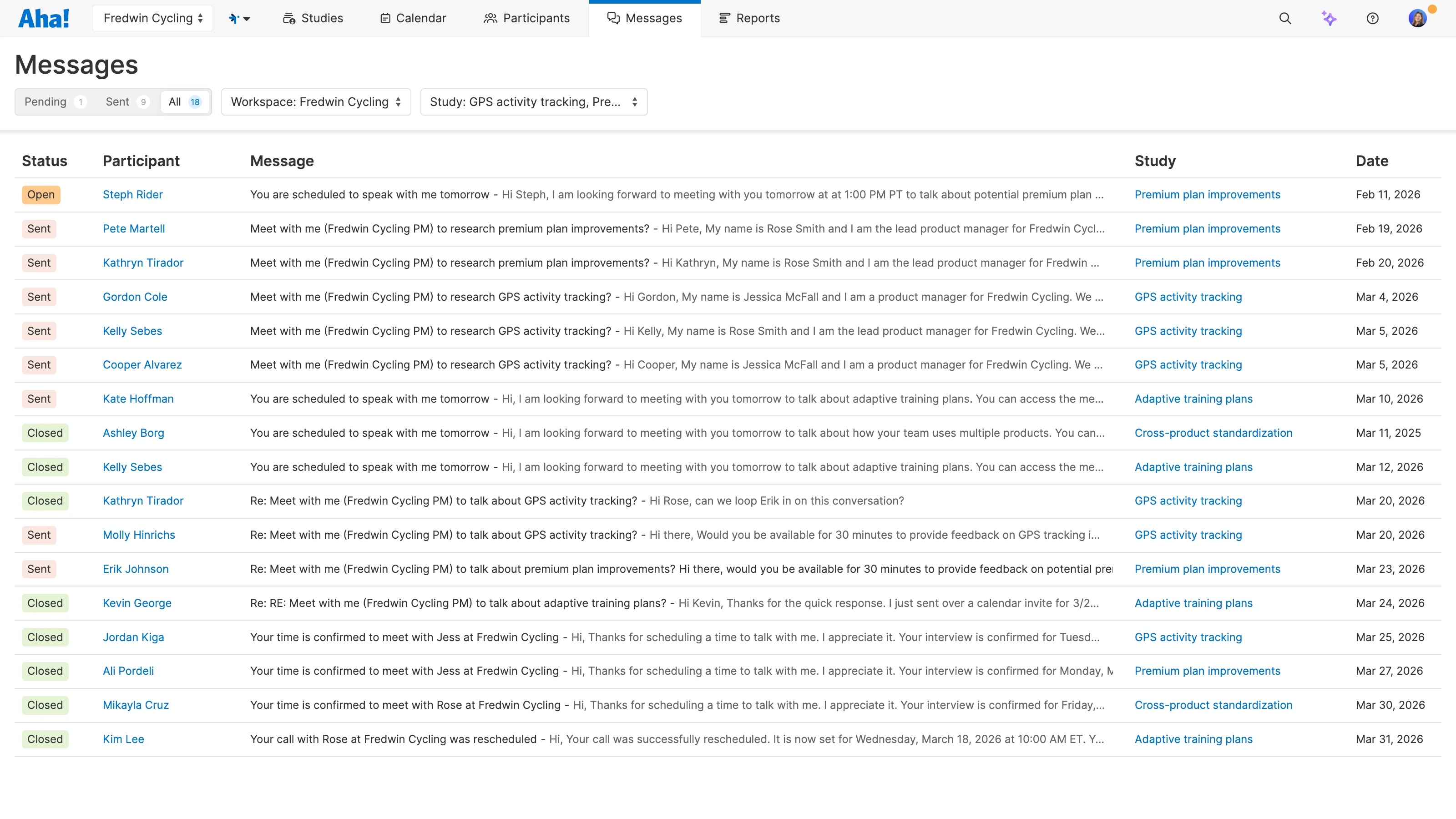 Dedicated inbox in Aha! Discovery.