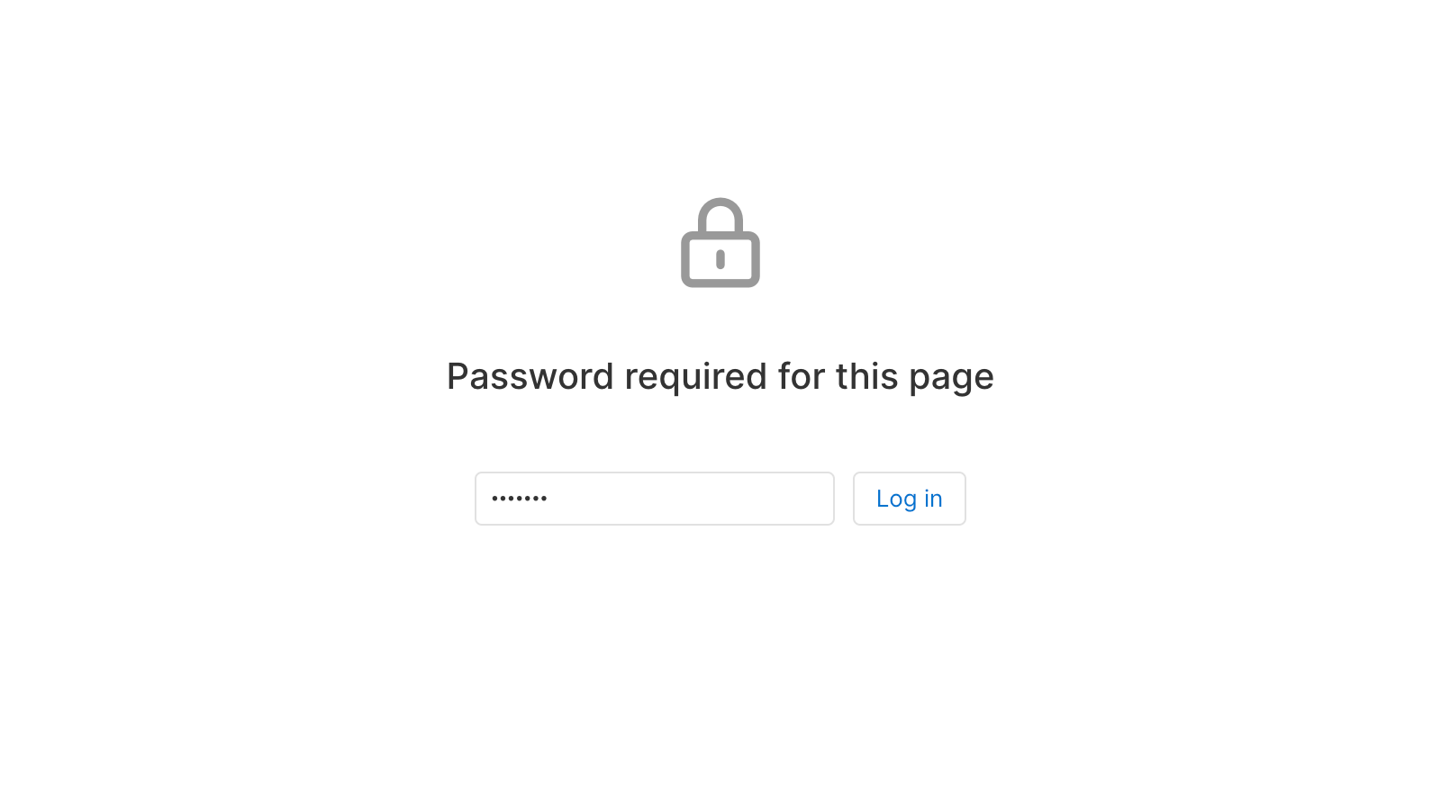a webpage that says "Password required for this page" that includes a field to enter a password to log in