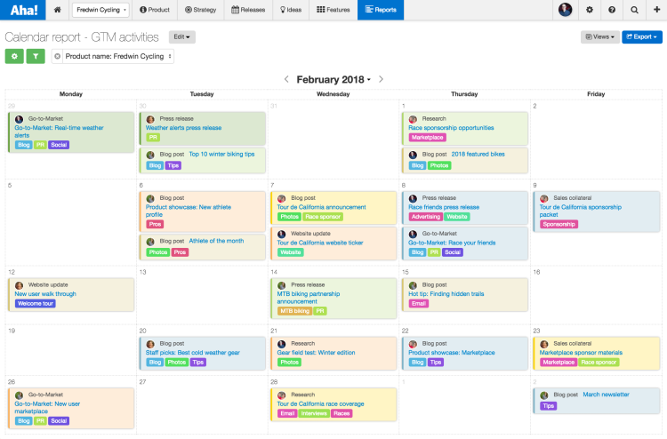 Blog - Just Launched! — Prioritize Daily Work With the Aha! Calendar Report - inline image