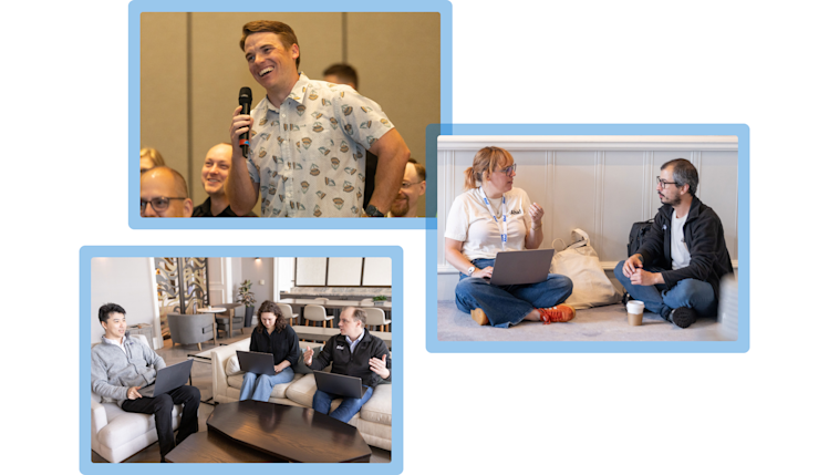 A collage of Aha! teammates at our biannual onsites