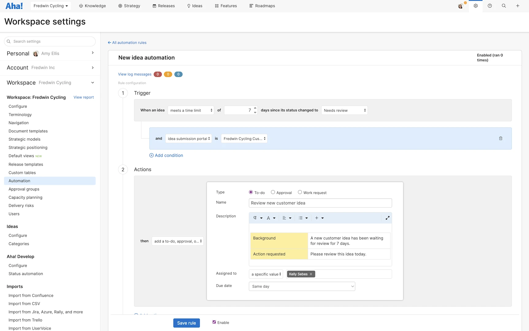 Set up time-based automation rules to keep work moving forward