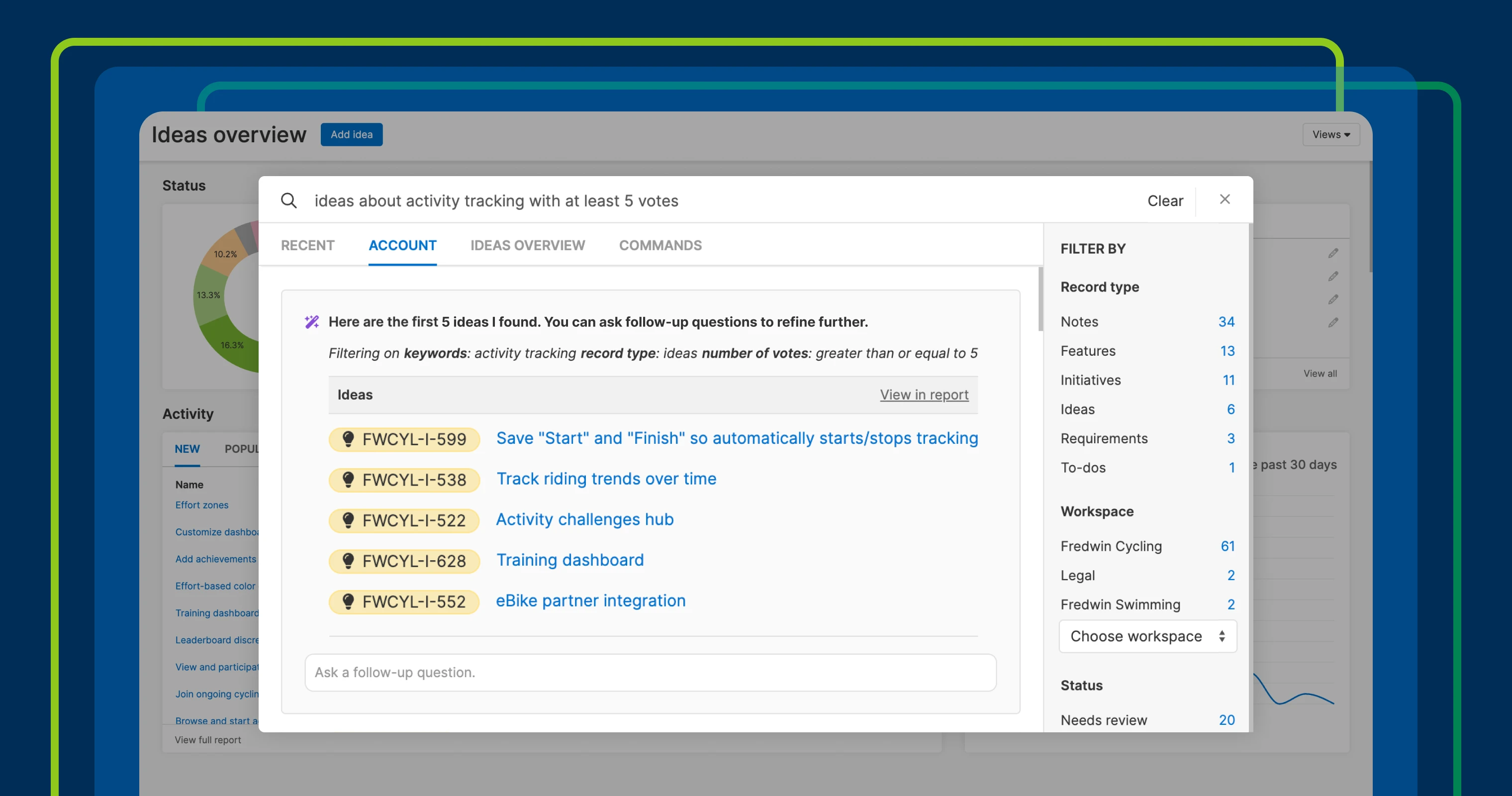 A thumbnail that shows AI account search results, displaying a filters on the right side