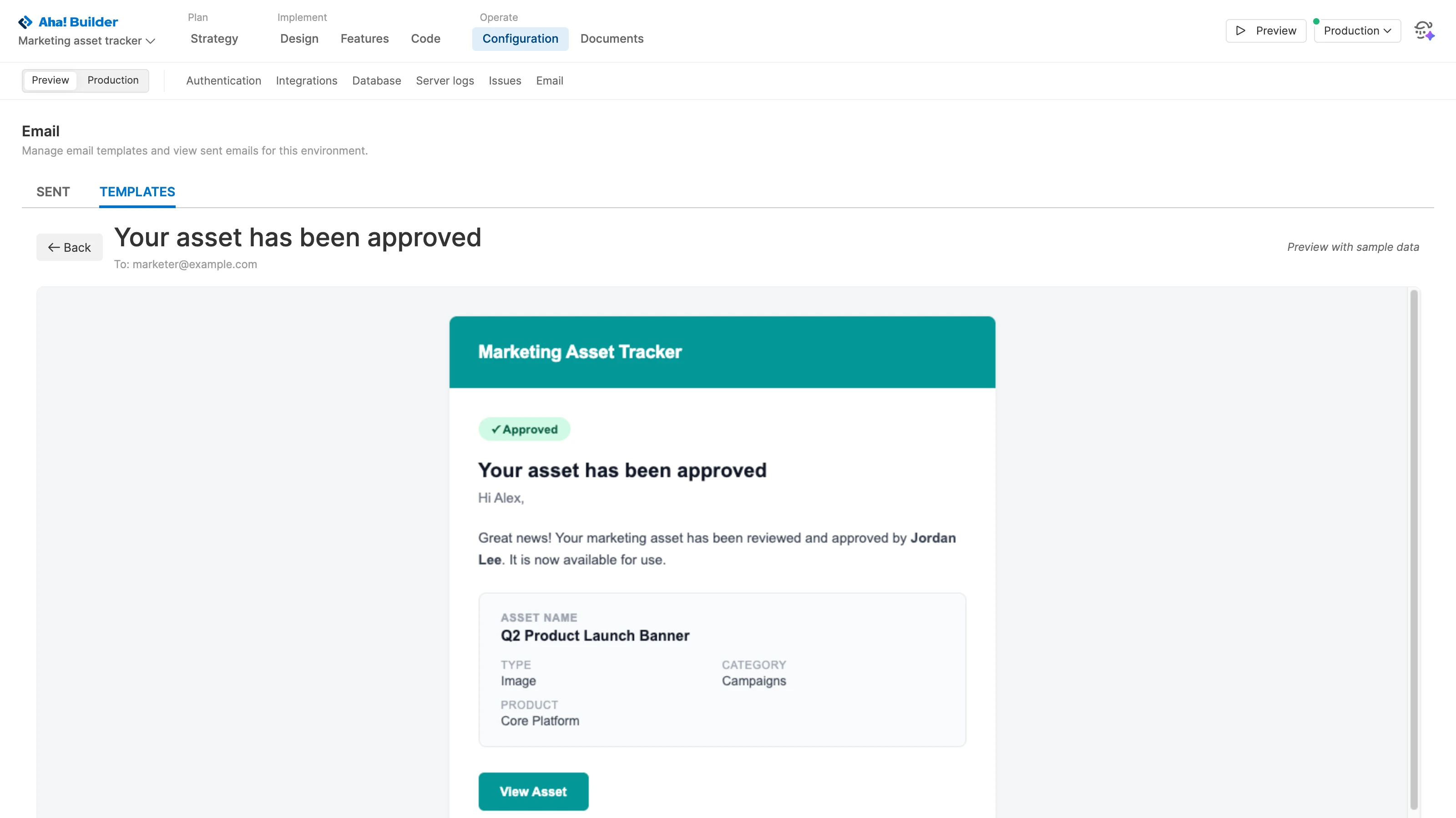 3 BUILDER image Send email notifications