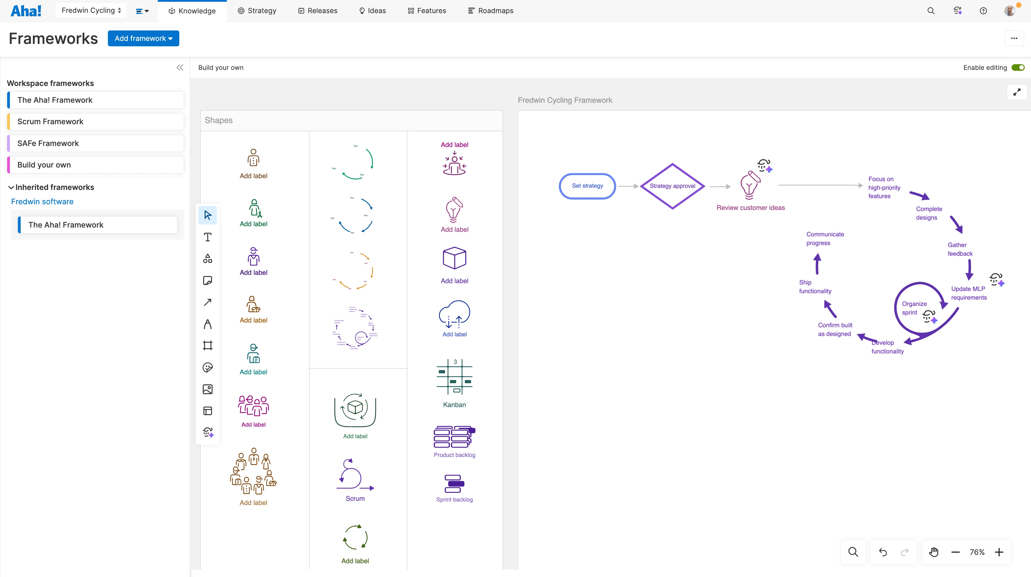 Build your own framework in Aha! Roadmaps